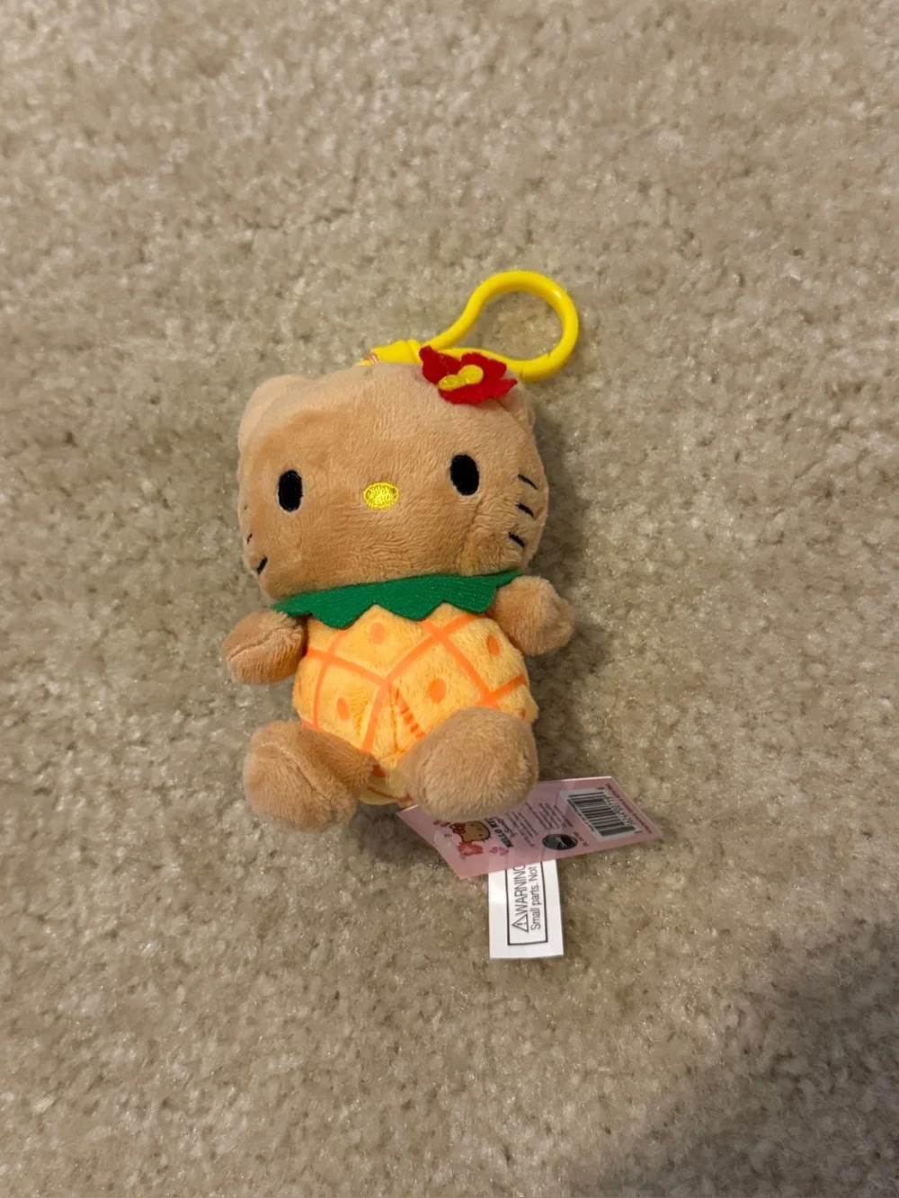 Tan Hello Kitty Pineapple Keychain Plush Toy Hawaii